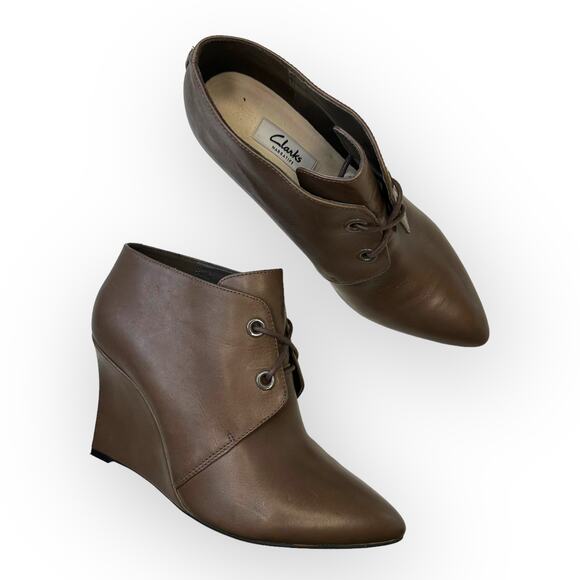 Clarks Women's Kelbrook Azizi Lace-Up Leather Ankle Boot 9M Taupe brown Leather - Picture 12 of 12